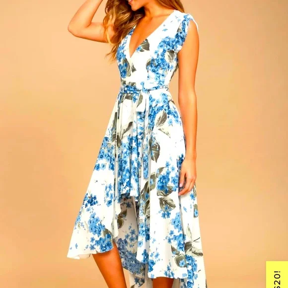 Lulu’s French Countryside White Floral Print High-Low Dress - Picture 1 of 5